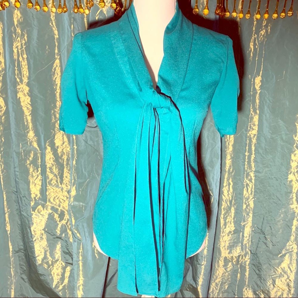 New York & Company || Green Tie Neck Blouse